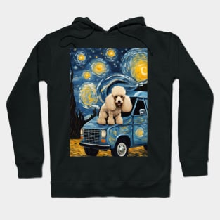 Vintage Cute Poodle Dog Breed in a Van Gogh Starry Night Art Style Hoodie